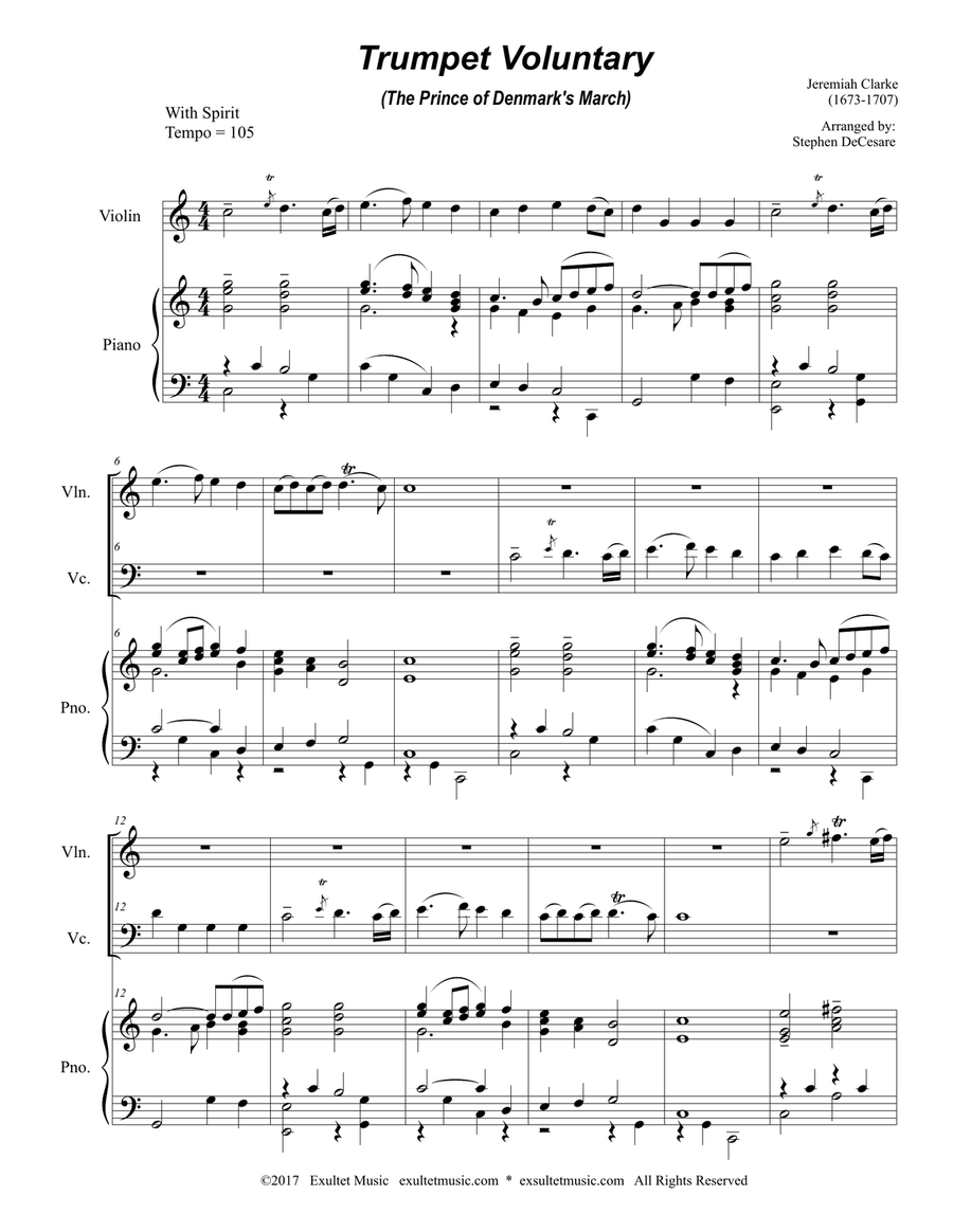 Trumpet Voluntary (Duet for Violin and Cello - Piano Accompaniment) Trumpet Voluntary (Duet for Violin and Cello - Piano Accompaniment) Trumpet scores gallery preview page 2