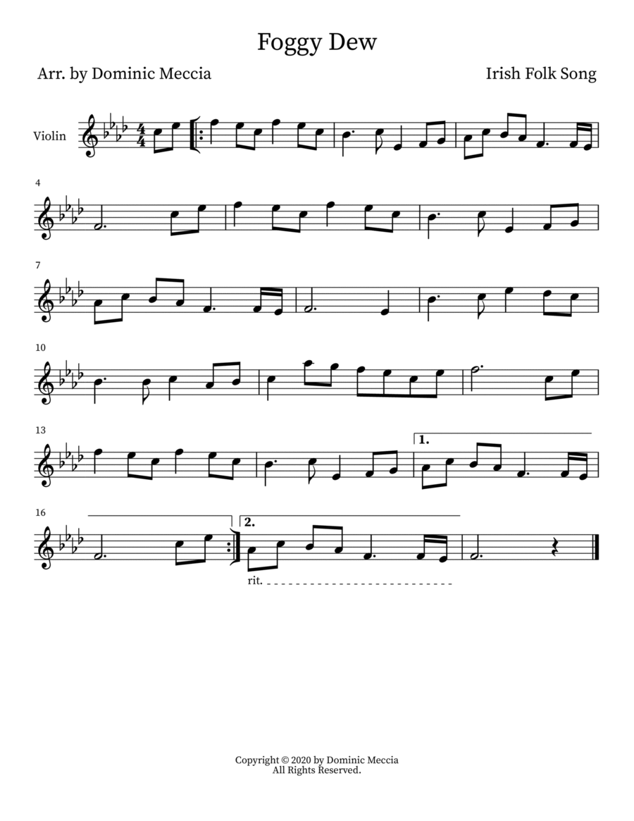 Foggy Dew Foggy Dew Violin Solo scores gallery preview page 1