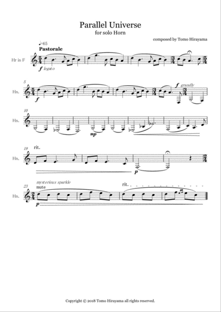 Parallel Universe for solo Horn Horn Solo scores gallery preview page 3
