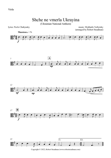 Shche ne vmerla Ukrayina (Ukrainian National Anthem) - STRING ORCHESTRA - Score & Parts inc.