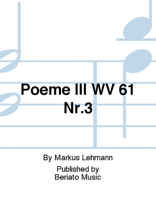 Book cover for Poeme III WV 61 Nr.3