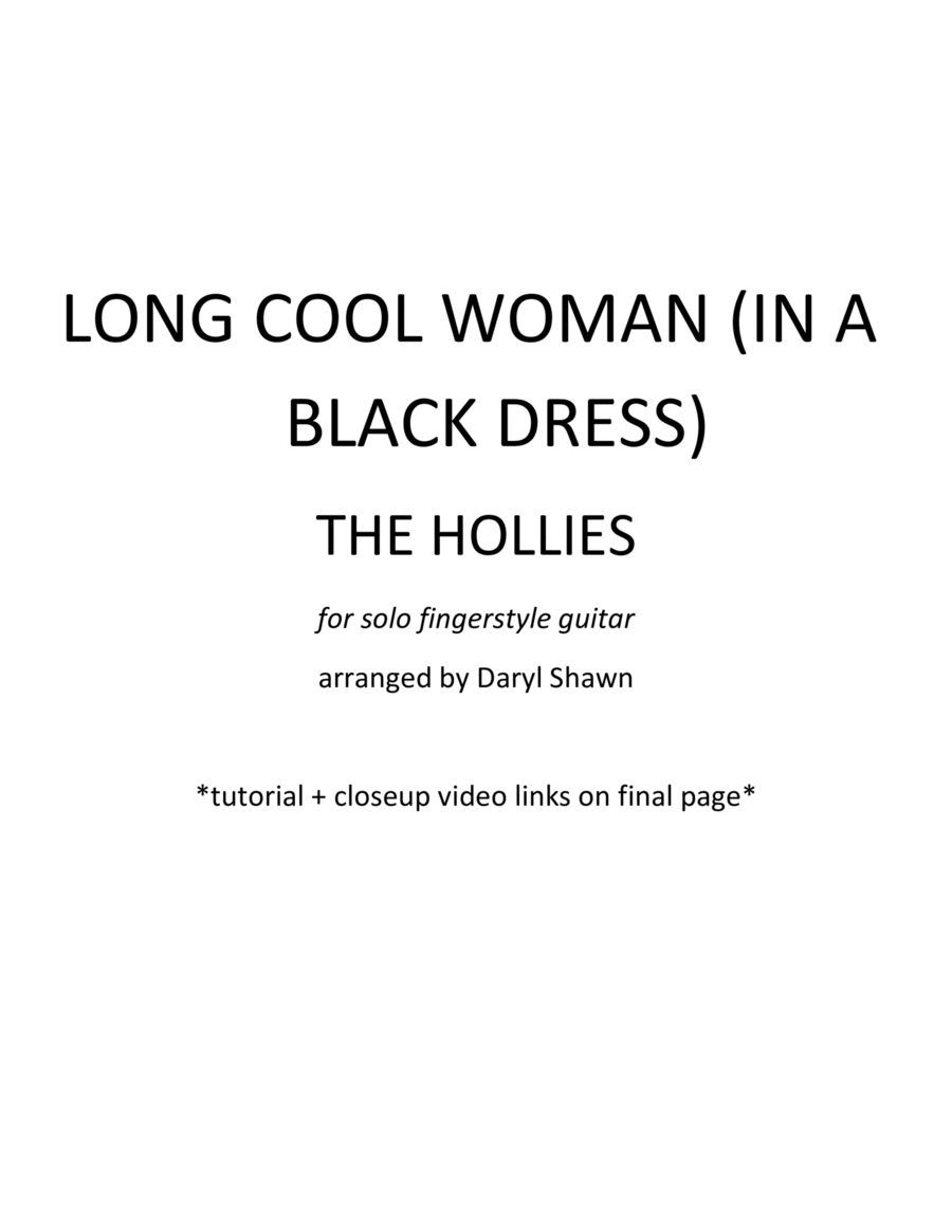 Long Cool Woman (in A Black Dress) Guitar Tablature scores gallery preview page 1