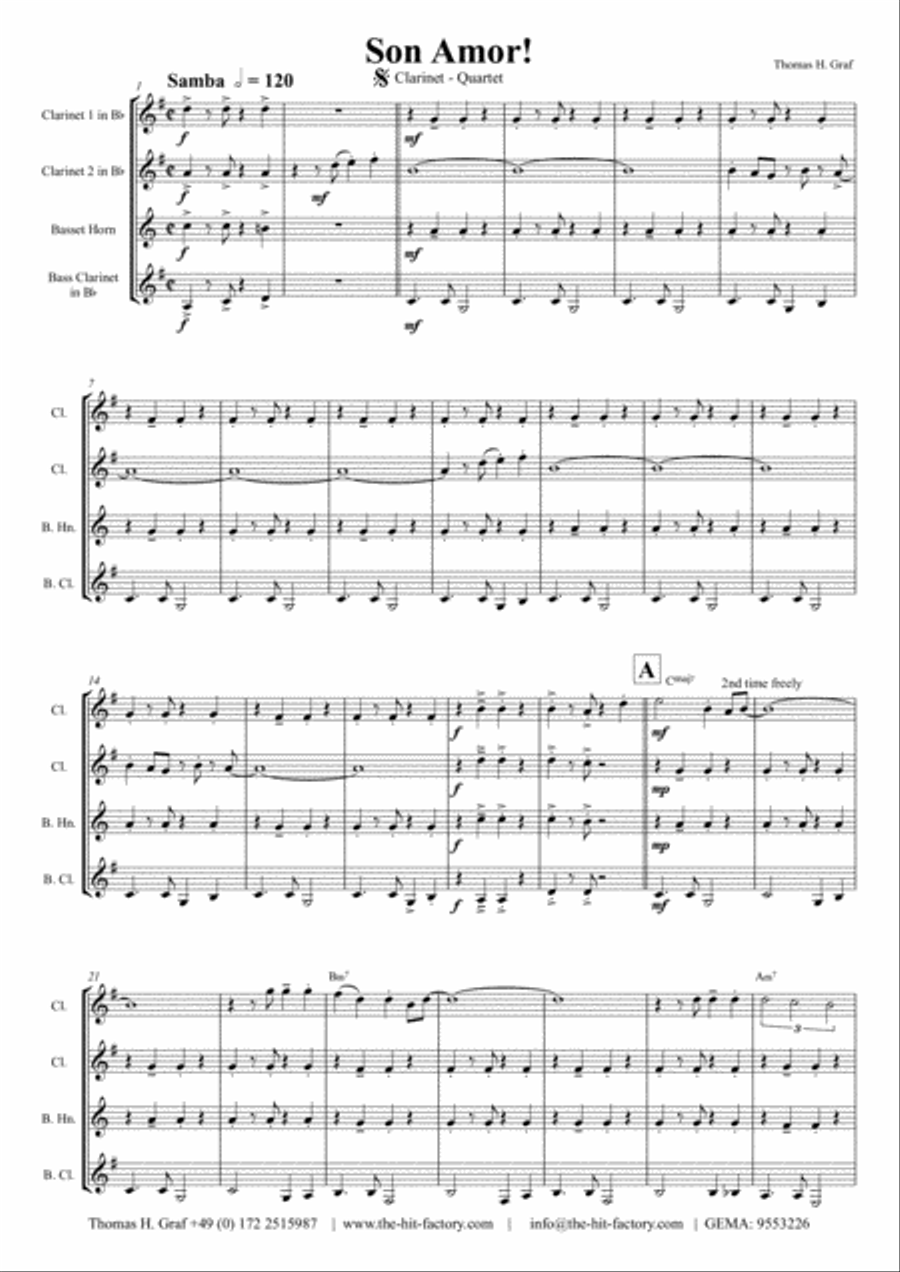 Son amor! - Samba - Clarinet Quartet Clarinet Quartet scores gallery preview page 2