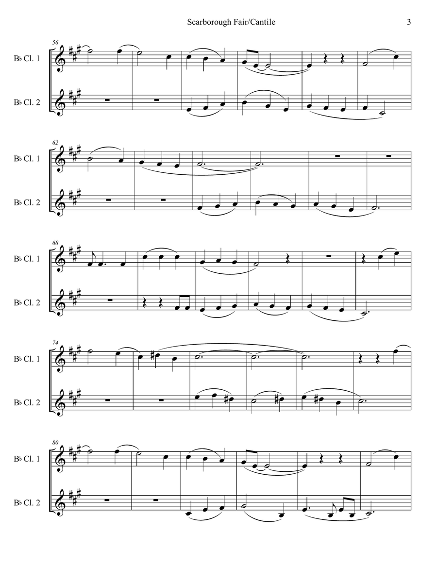 Scarborough Fair/canticle Clarinet Duet scores gallery preview page 4