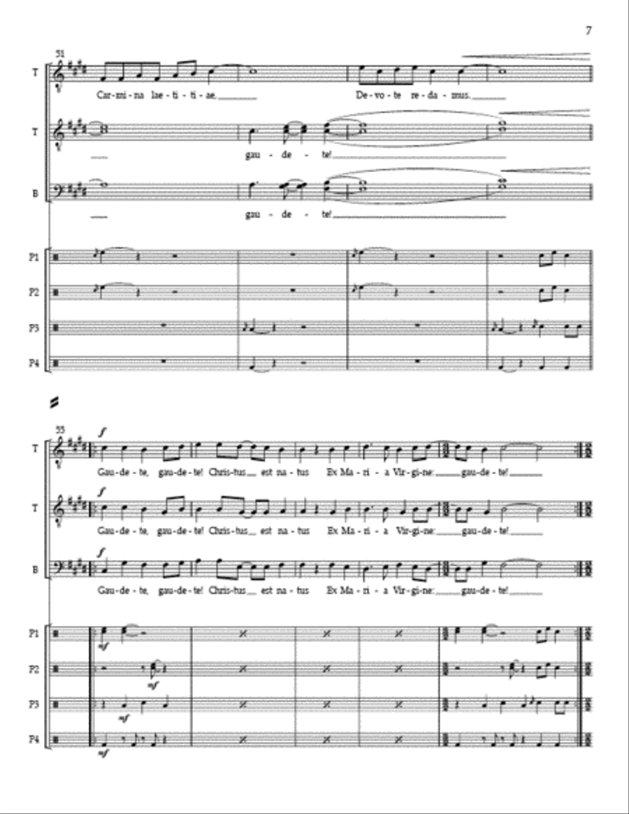 Gaudete! TTBB (Full Score and Percussion Parts) TTBB scores gallery preview page 6