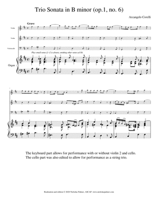 Book cover for Trio Sonata in B minor (op.1, no. 6) Arcangelo Corelli