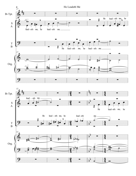 "He Leadeth Me" Triumphant, SATB, trumpets, organ image number null