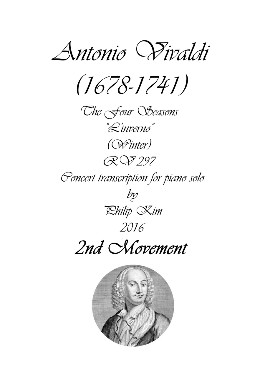 'Winter' (Largo, 2nd movement) from The Four Seasons by Vivaldi for Piano Solo Piano Solo scores gallery preview page 1