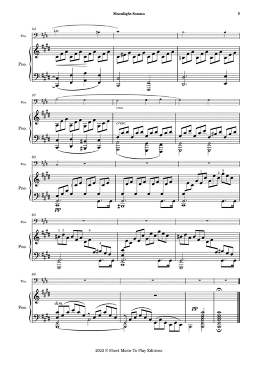 Moonlight Sonata by Beethoven 1 mov. - Trombone and Piano (Full Score and Parts) image number null