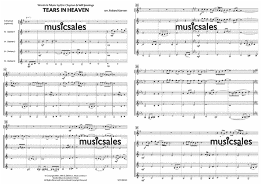 Tears in Heaven Tears in Heaven Clarinet Quartet scores gallery preview page 2