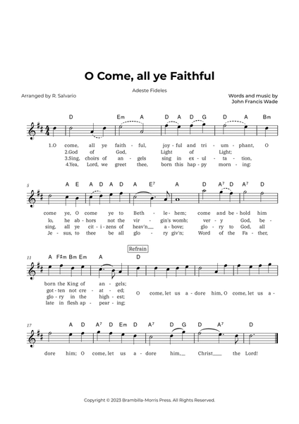 O Come, all ye Faithful - Adeste Fideles (Key of D Major) image number null