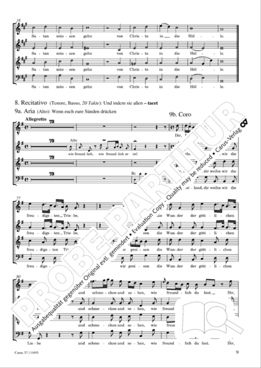 Markuspassion. Werkausgabe Reihe 1, Bd. 7 (Homilius) 4-Part scores gallery preview page 10