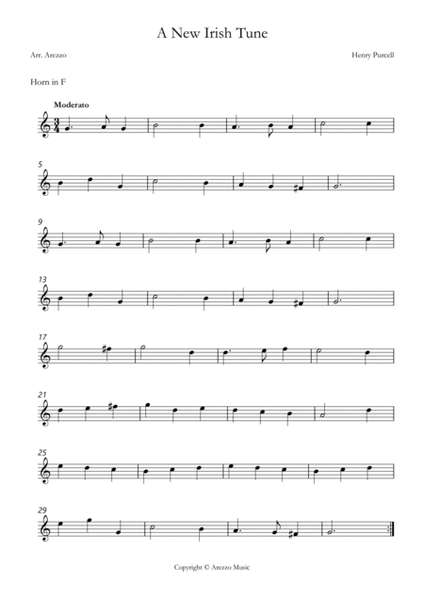 purcell z 646 a new irish tune French Horn and Cello sheet music for beginners image number null