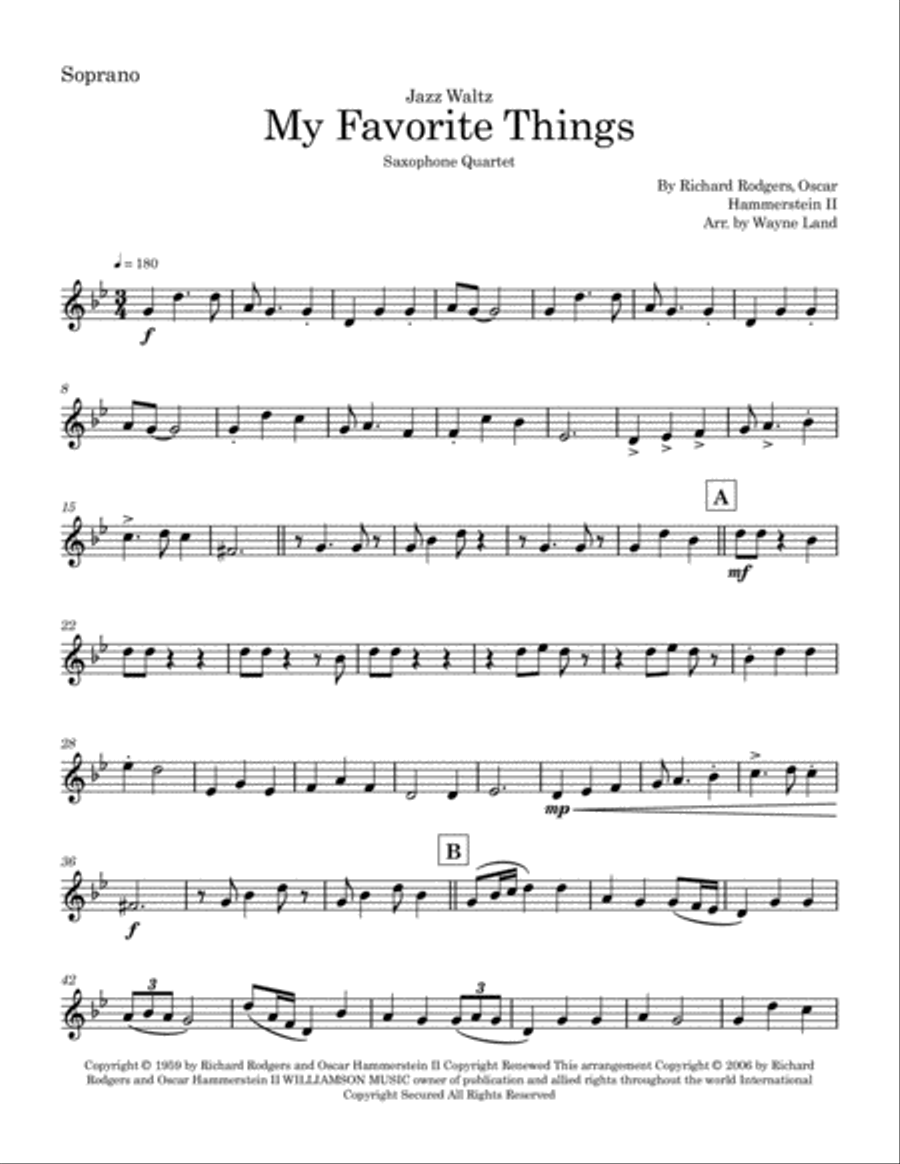 My Favorite Things Saxophone Quartet scores gallery preview page 6