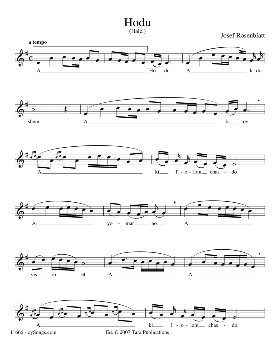 Hodu (Halel) Choir scores gallery preview page 1