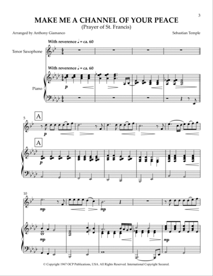 Make Me A Channel Of Your Peace (prayer Of St. Francis) Tenor Saxophone scores gallery preview page 3
