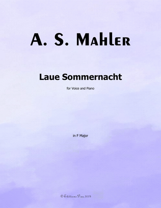 Book cover for Laue Sommernacht, by Alma Mahler, in F Major
