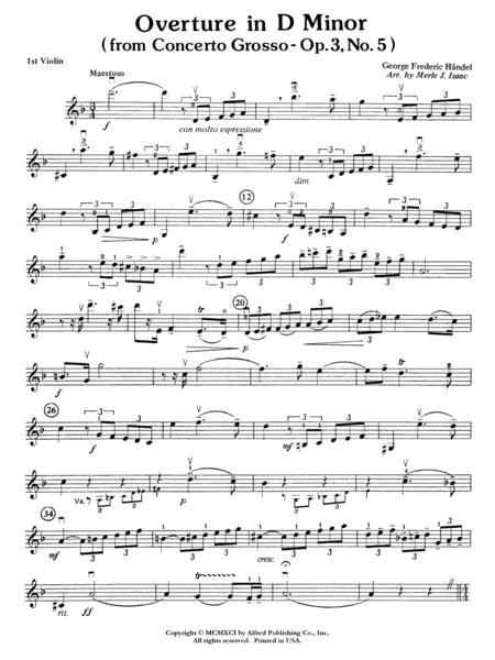 Overture in D minor (Concerto Grosso): 1st Violin