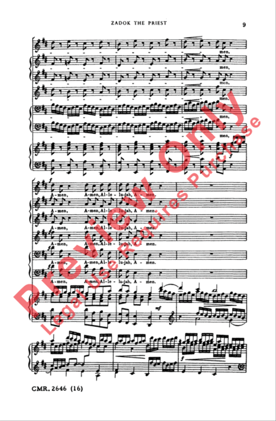 Zadok the Priest 4-Part scores gallery preview page 9
