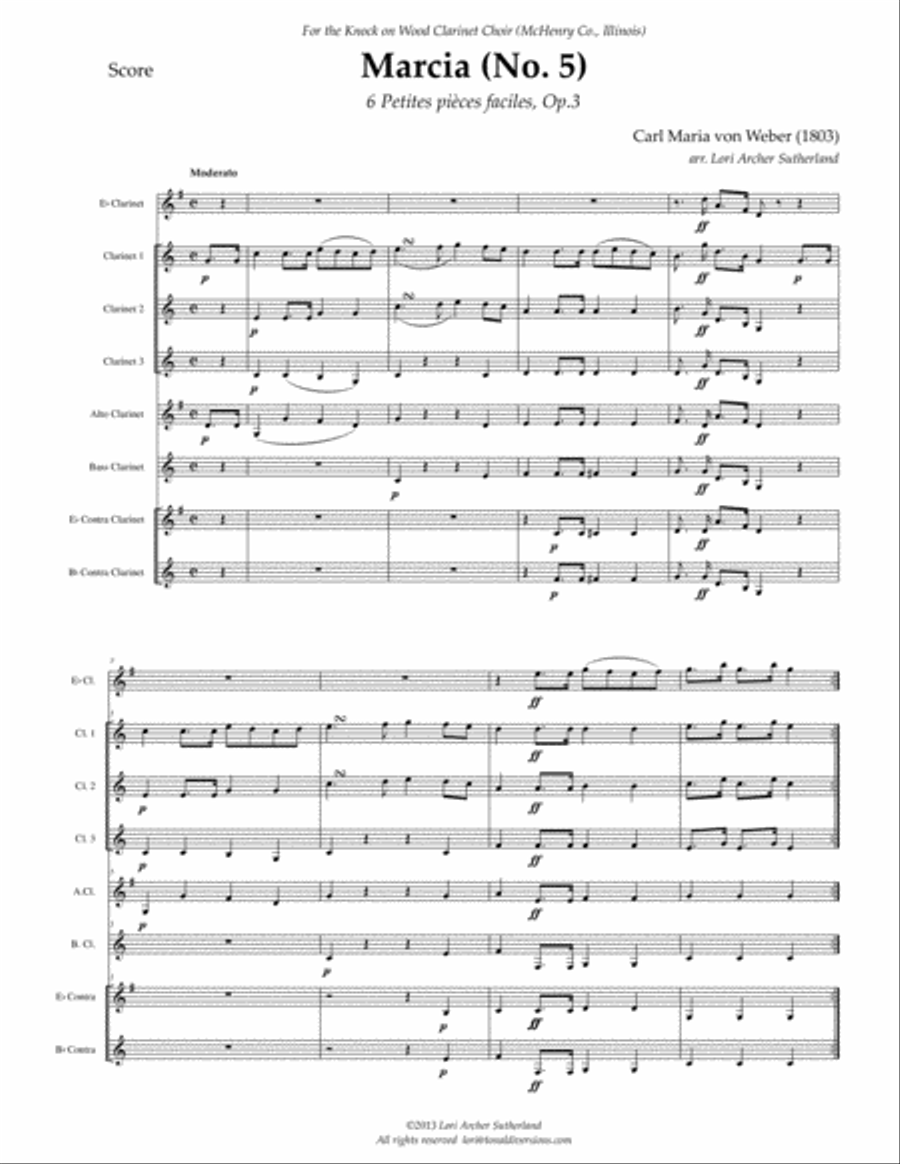 Marcia No. 5 (Op. 3) Clarinet Choir scores gallery preview page 2