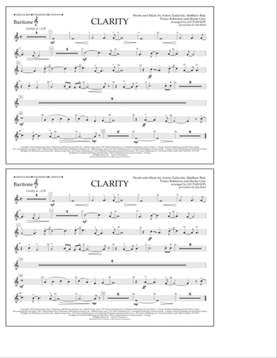 Clarity - Baritone T.C. Marching Band scores gallery preview page 1