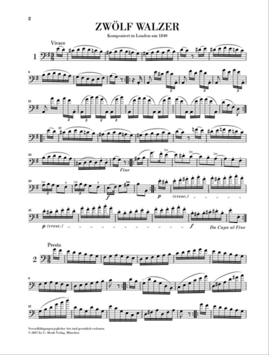 12 Waltzes for Double Bass Solo Double Bass scores gallery preview page 2