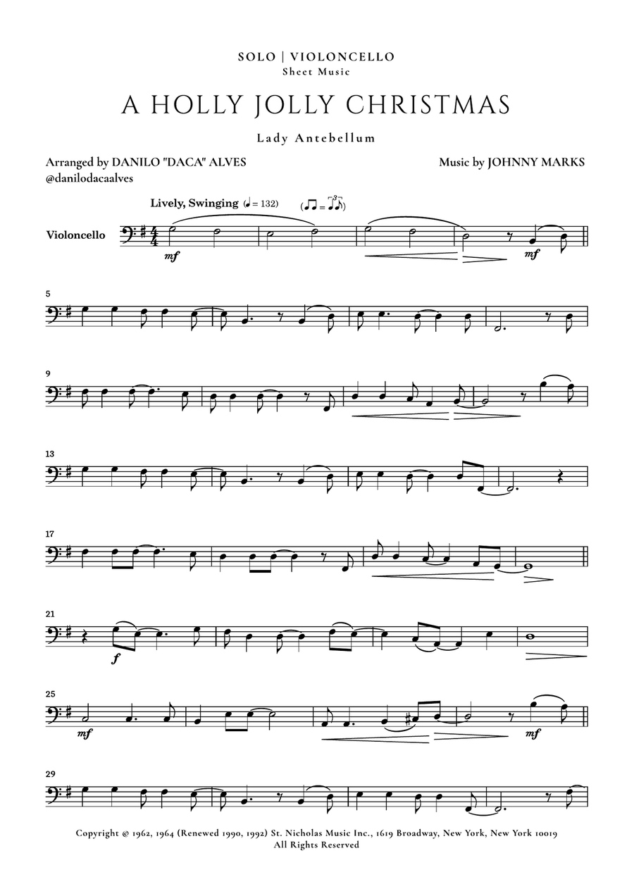 A Holly Jolly Christmas Cello Solo scores gallery preview page 1