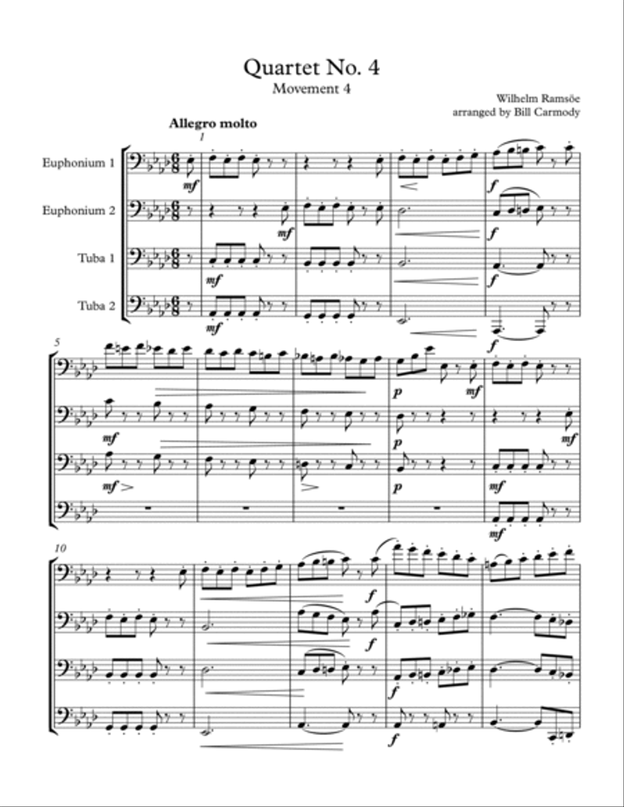 Ramsoe Quartet No 4 mvt 4 Brass Ensemble scores gallery preview page 2