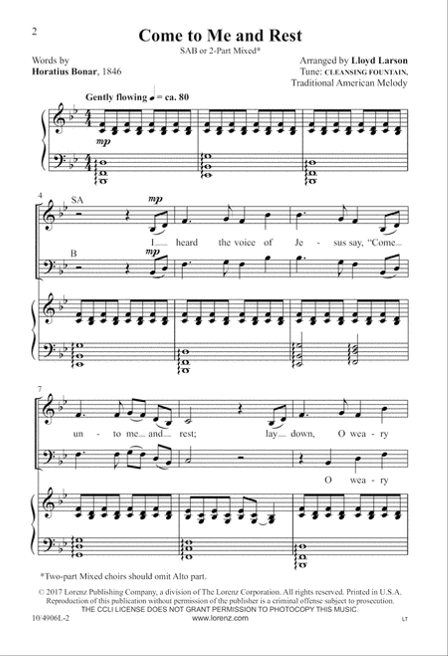 Come to Me and Rest 3-Part scores gallery preview page 2
