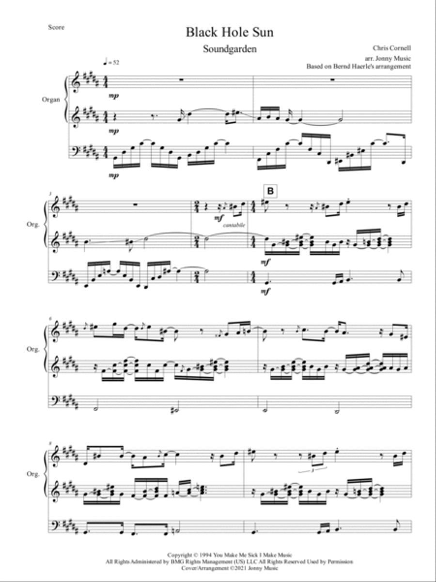 Black Hole Sun Organ Solo scores gallery preview page 2