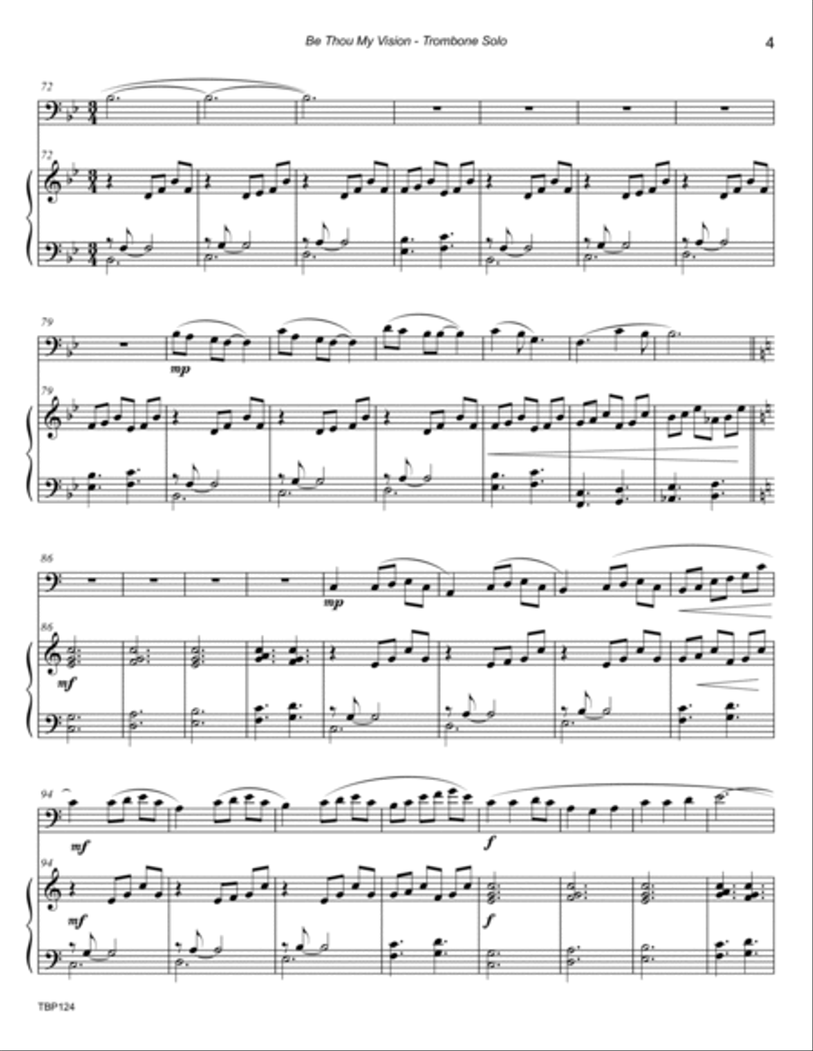 BE THOU MY VISION - TROMBONE SOLO with Piano Accompaniment Piano scores gallery preview page 4
