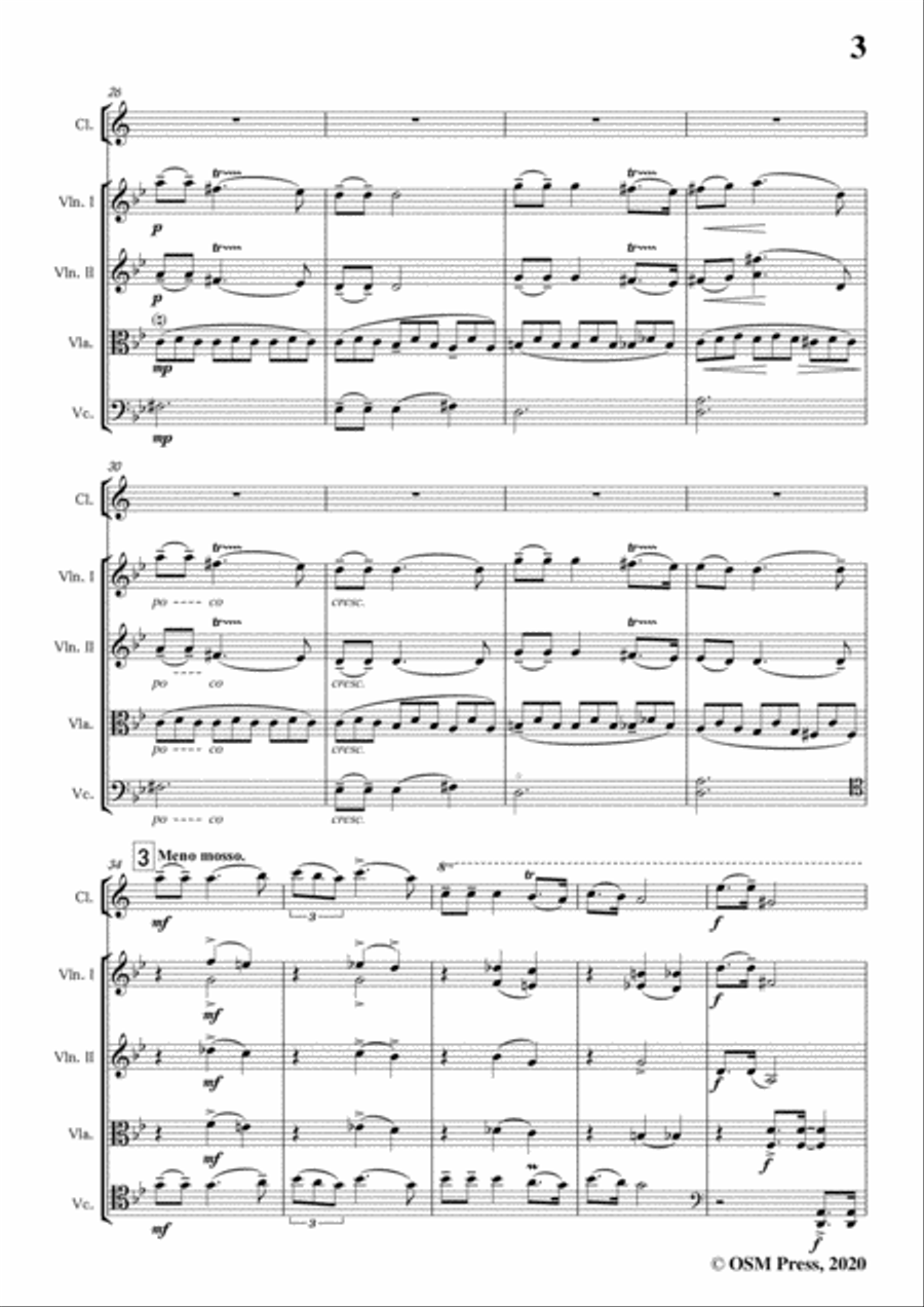 Krein-Esquisses hébraïques,Op.12,for Clarinet and String Quartet Clarinet scores gallery preview page 5