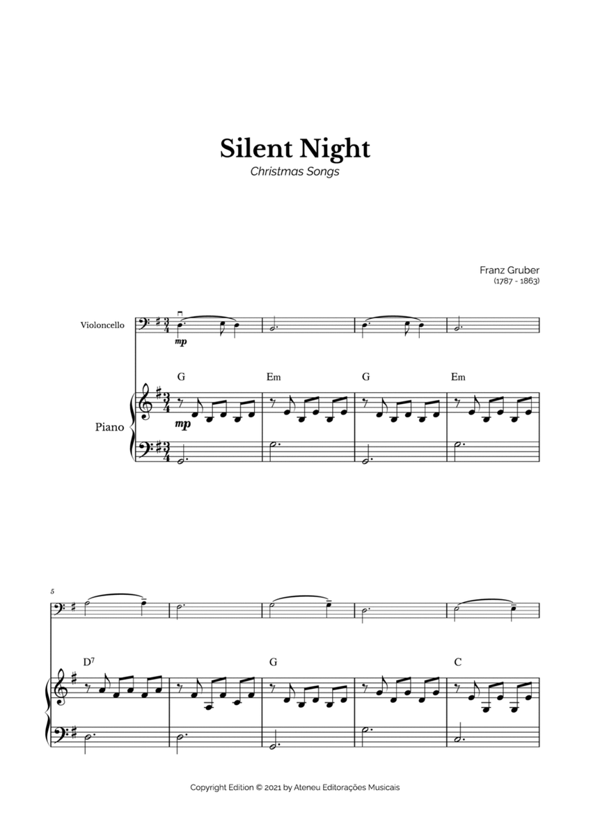 Silent Night for Easy Cello and Piano image number null