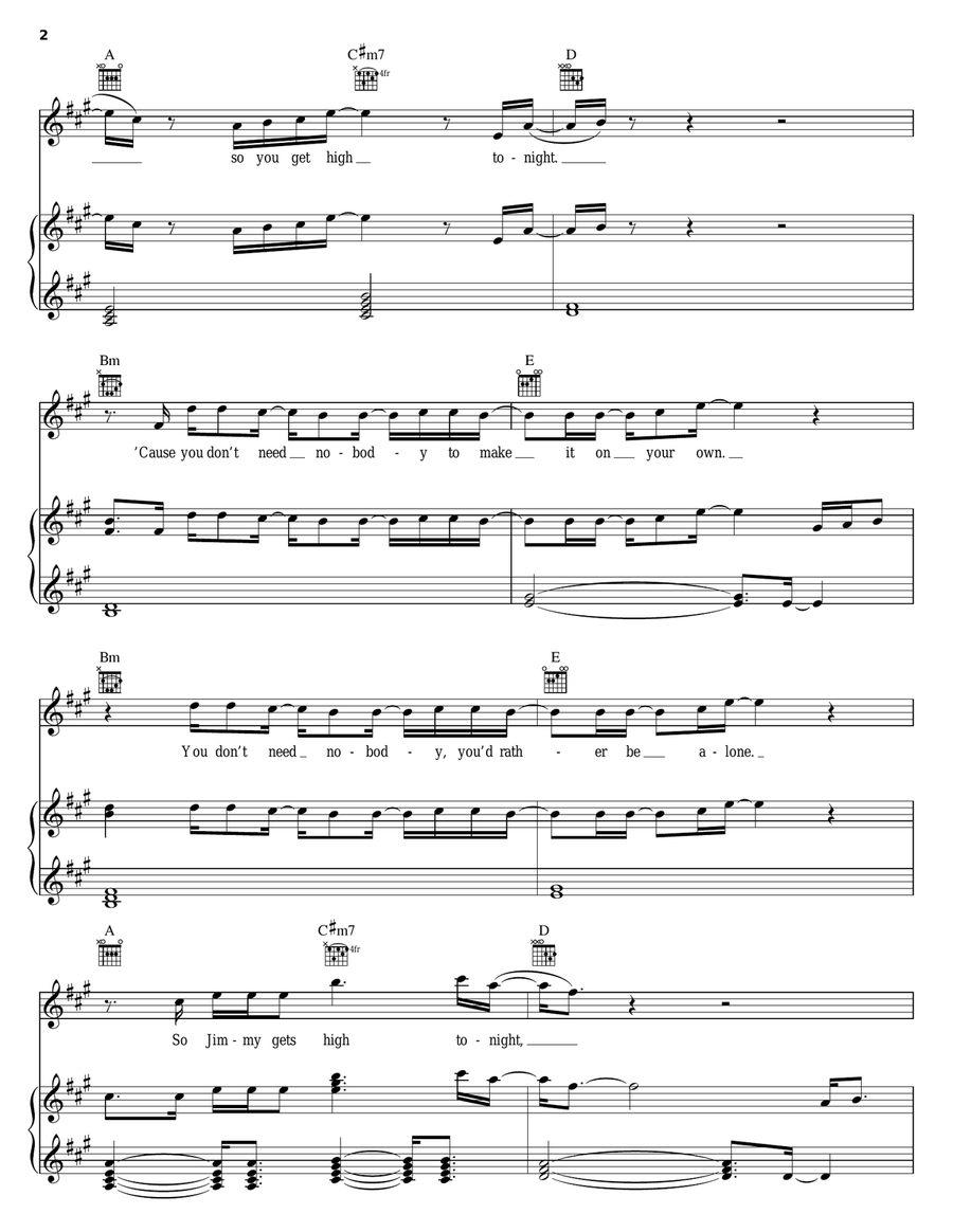Jimmy Gets High Jimmy Gets High Piano, Vocal, Guitar scores gallery preview page 2