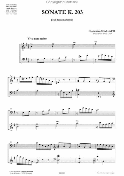 Sonate K. 203 en mi mineur. Transcription Bruno Giner