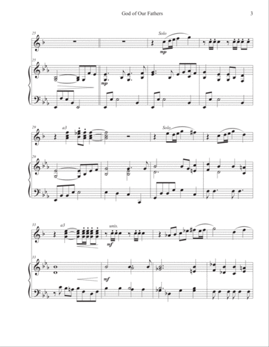 God of Our Fathers (Trumpet Trio - Piano) Trumpet Trio scores gallery preview page 3
