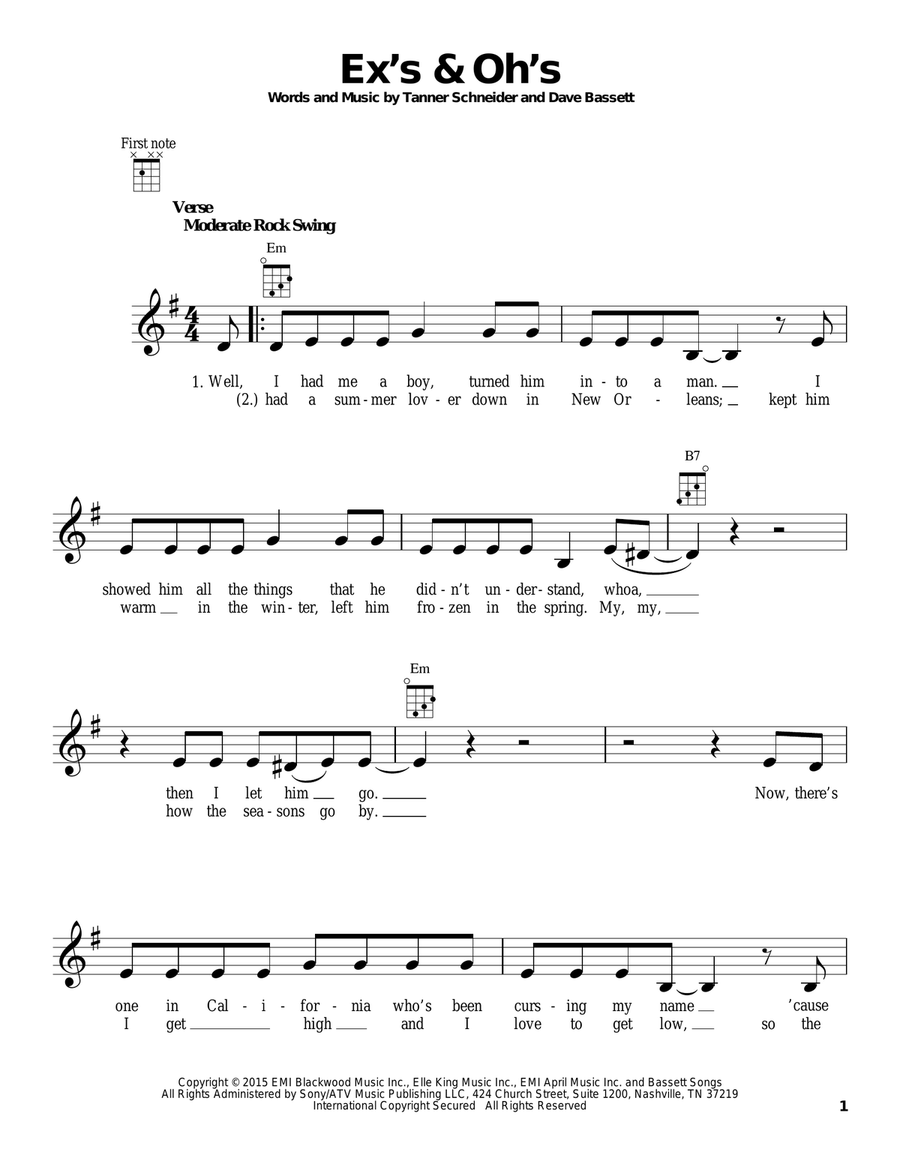 Ex's & Oh's Ex's & Oh's Ukulele scores gallery preview page 1