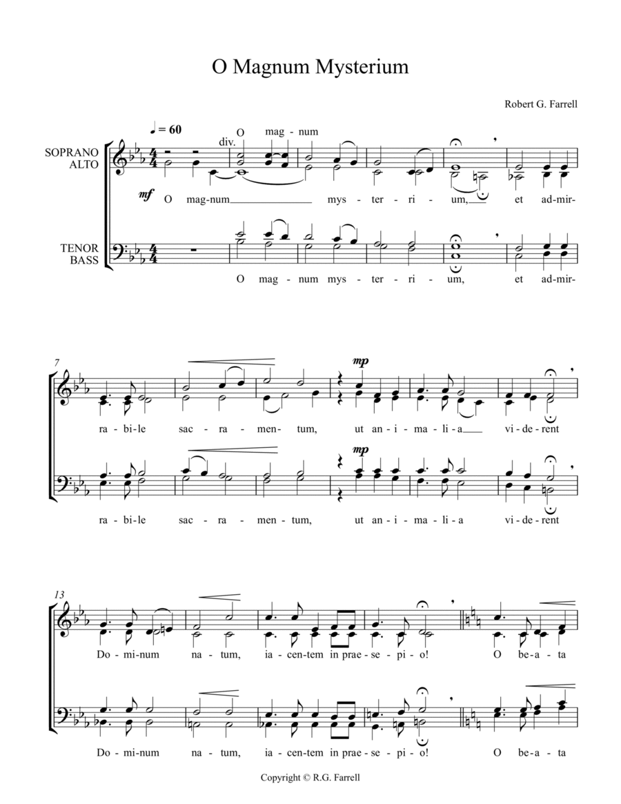 O Magnum mysterium 4-Part scores gallery preview page 1