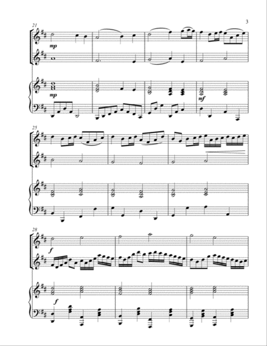 Pachelbel's Noel (treble C instrument duet) Piano scores gallery preview page 4