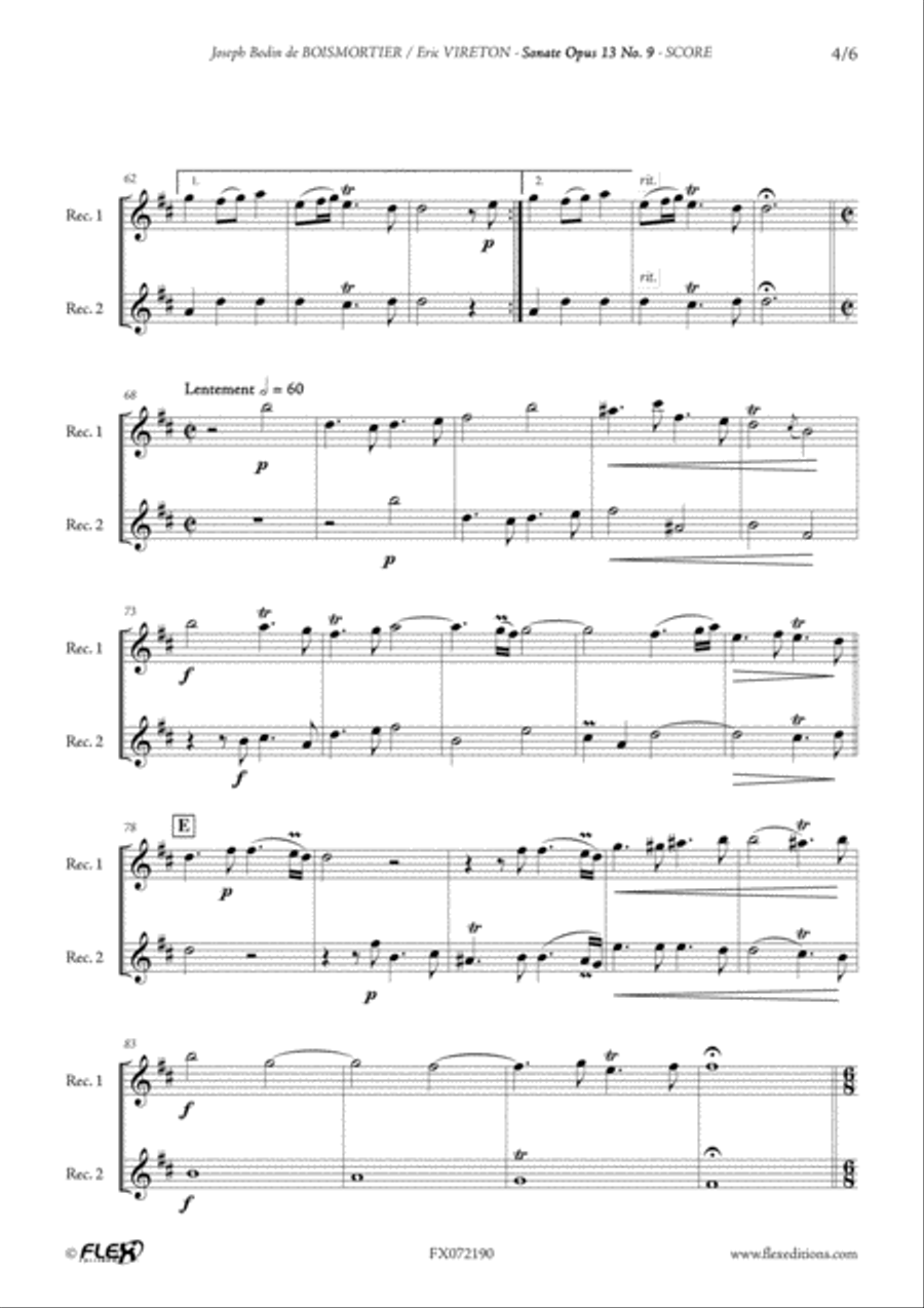 Sonata Opus 13 No. 9 Woodwind Duet scores gallery preview page 4