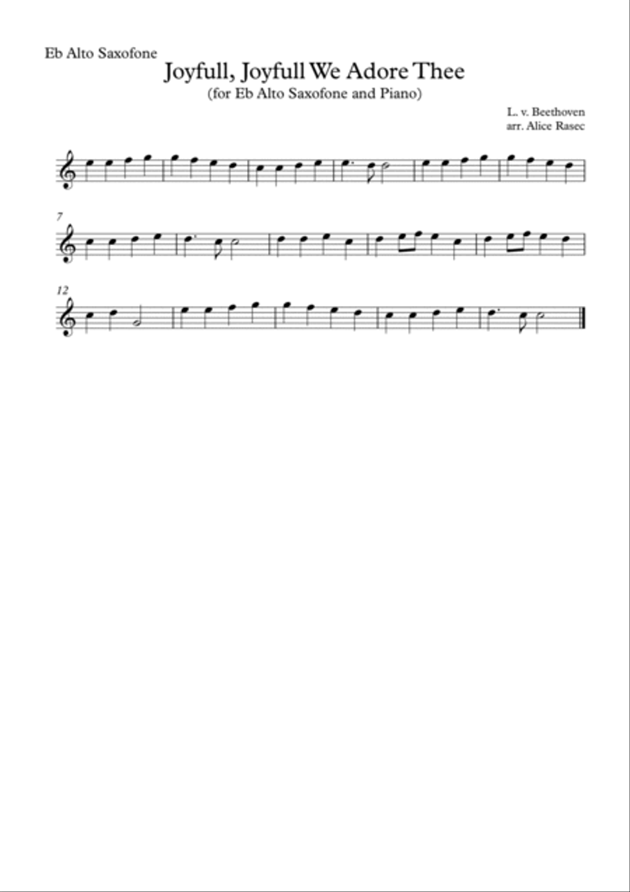 Joyfull, Joyfull, We Adore Three for Eb Alto Saxphone Alto Saxophone scores gallery preview page 2