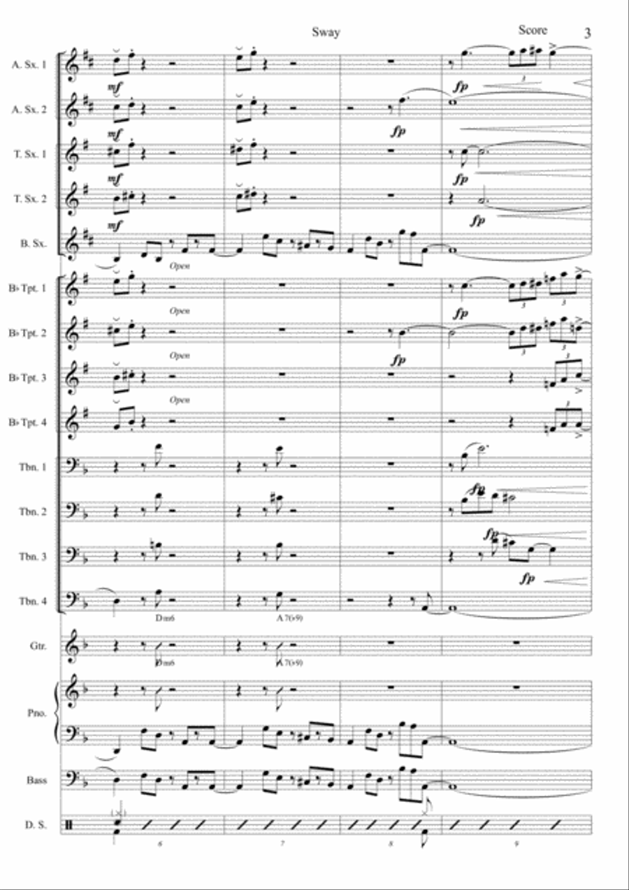 Sway for Singer and Big Band Jazz Ensemble scores gallery preview page 3