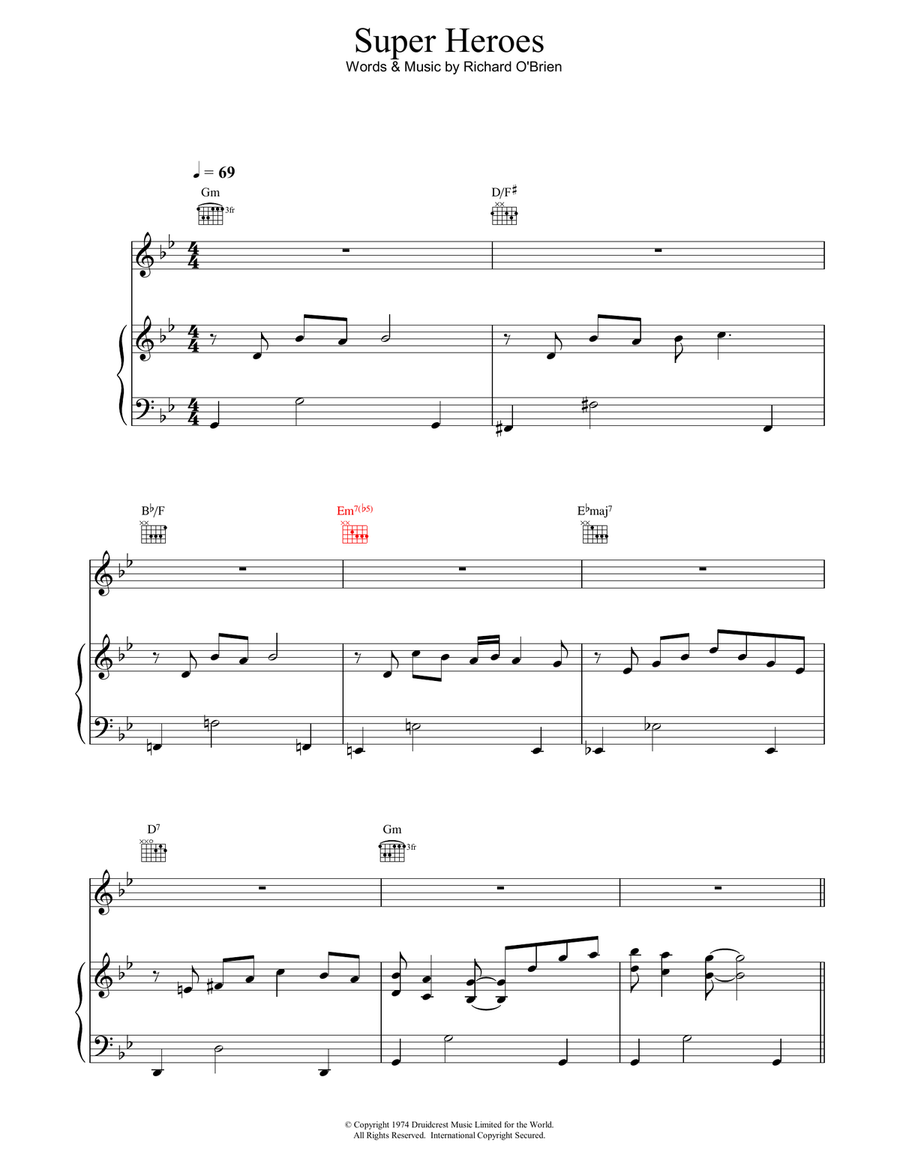 Super Heroes Guitar scores gallery preview page 1