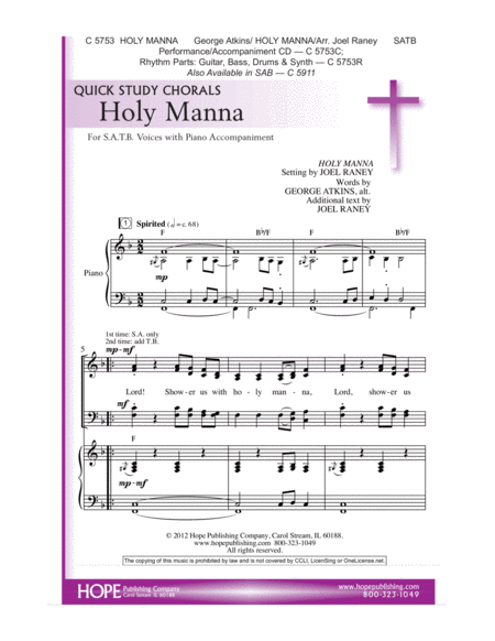 Holy Manna by Joel Raney Guitar - Sheet Music