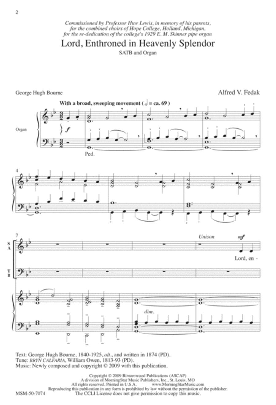 Lord, Enthroned in Heavenly Splendor 4-Part scores gallery preview page 2