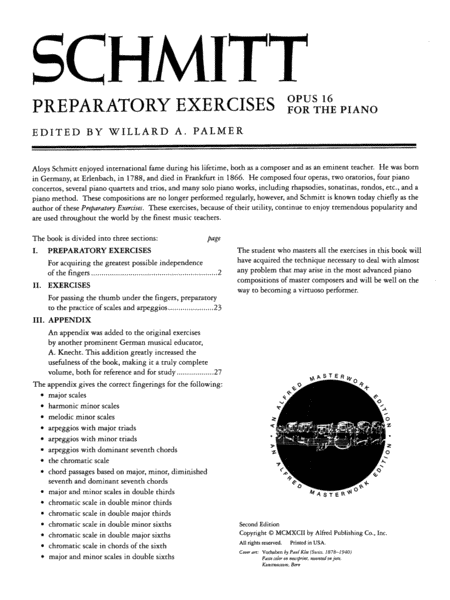 Schmitt -- Preparatory Exercises, Op. 16