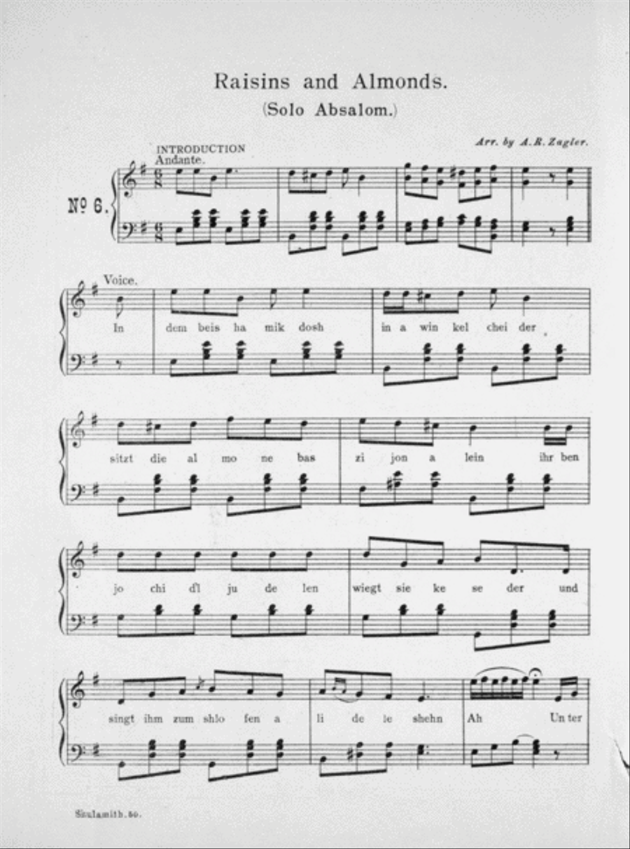 Raisins and Almonds. (Solo Absalom) Voice scores gallery preview page 2