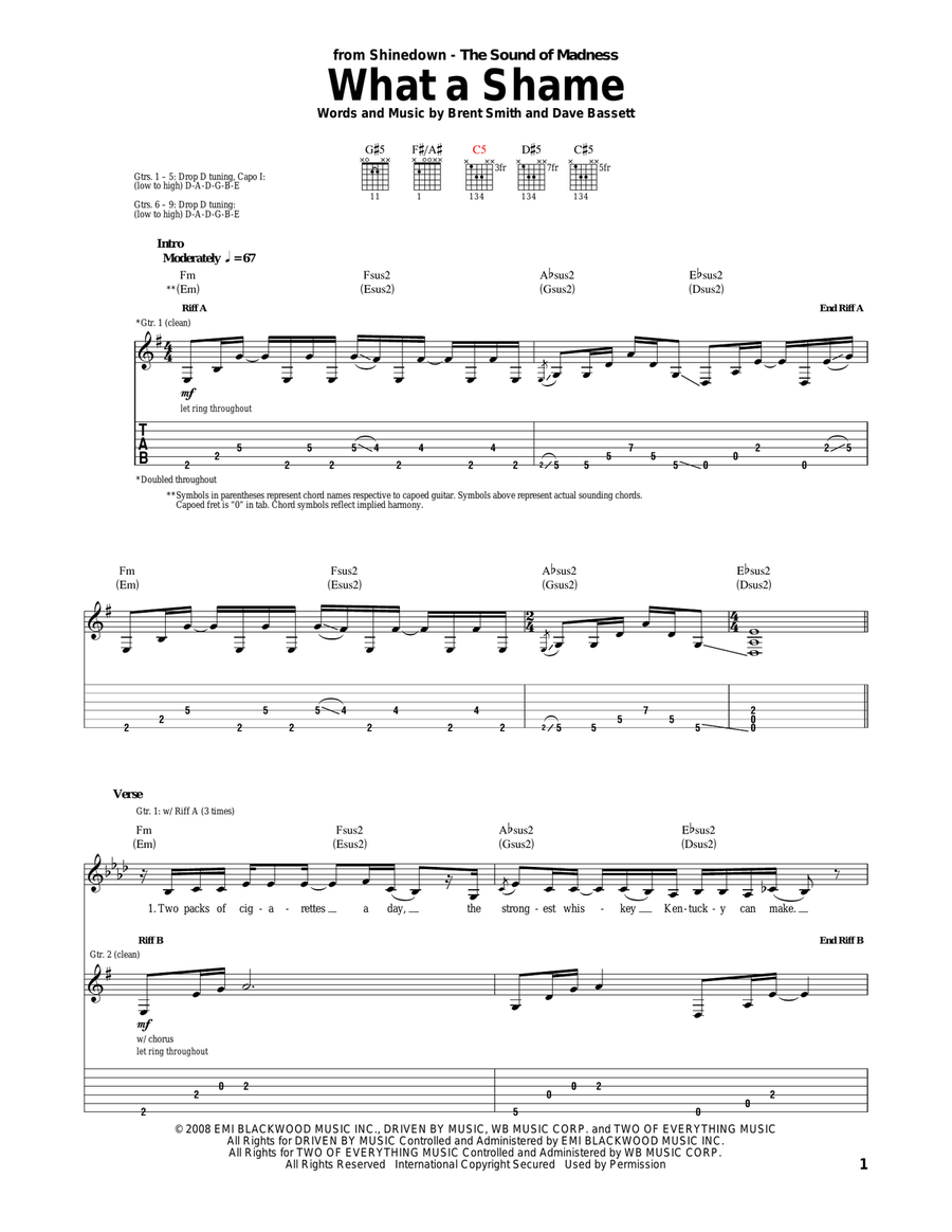 What A Shame What A Shame Acoustic Guitar scores gallery preview page 1