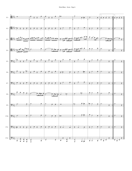 Dixie Blues for Trombone or Low Brass Duodectet (12 Part Ensemble) image number null