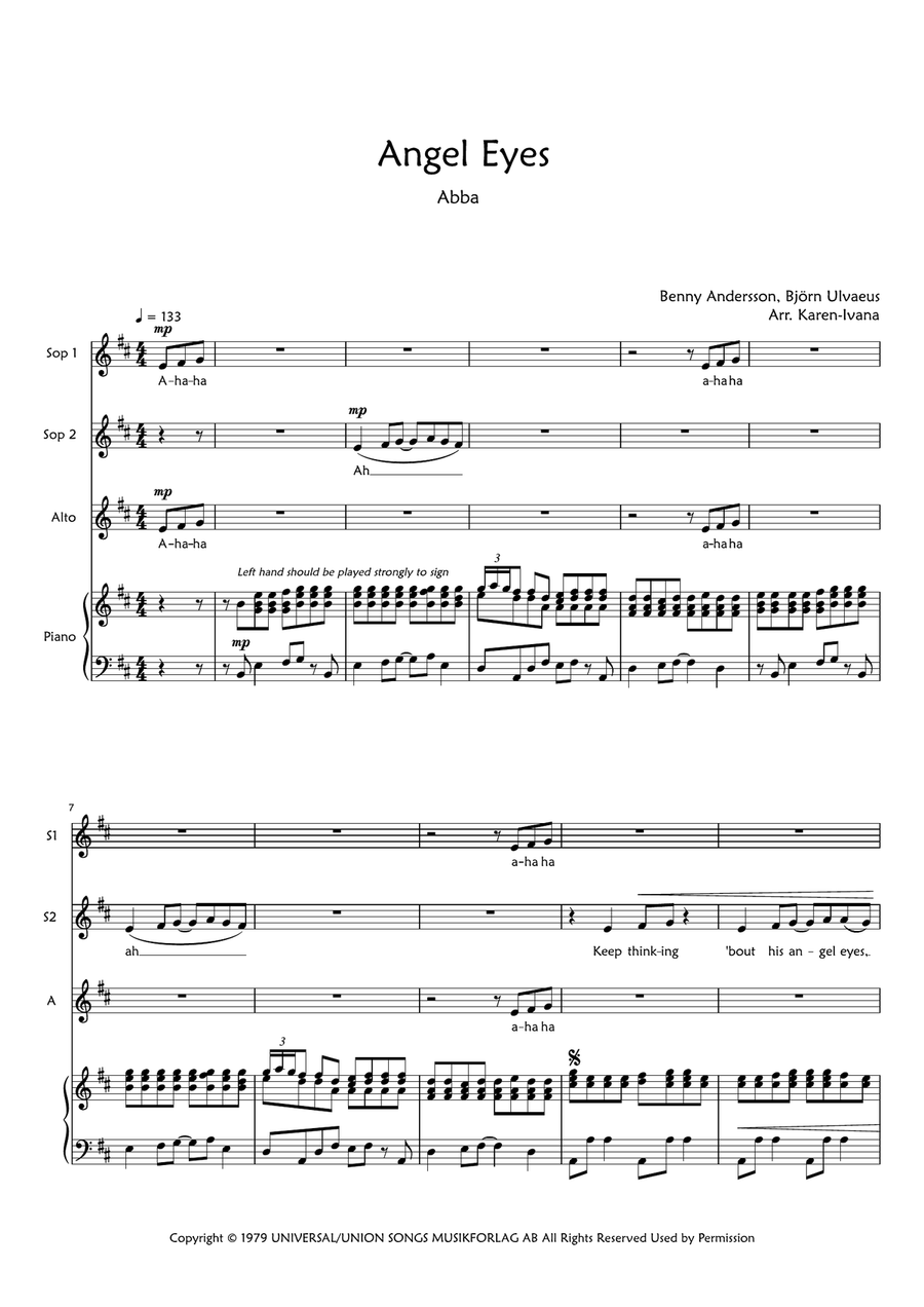 Angel Eyes SSA scores gallery preview page 1